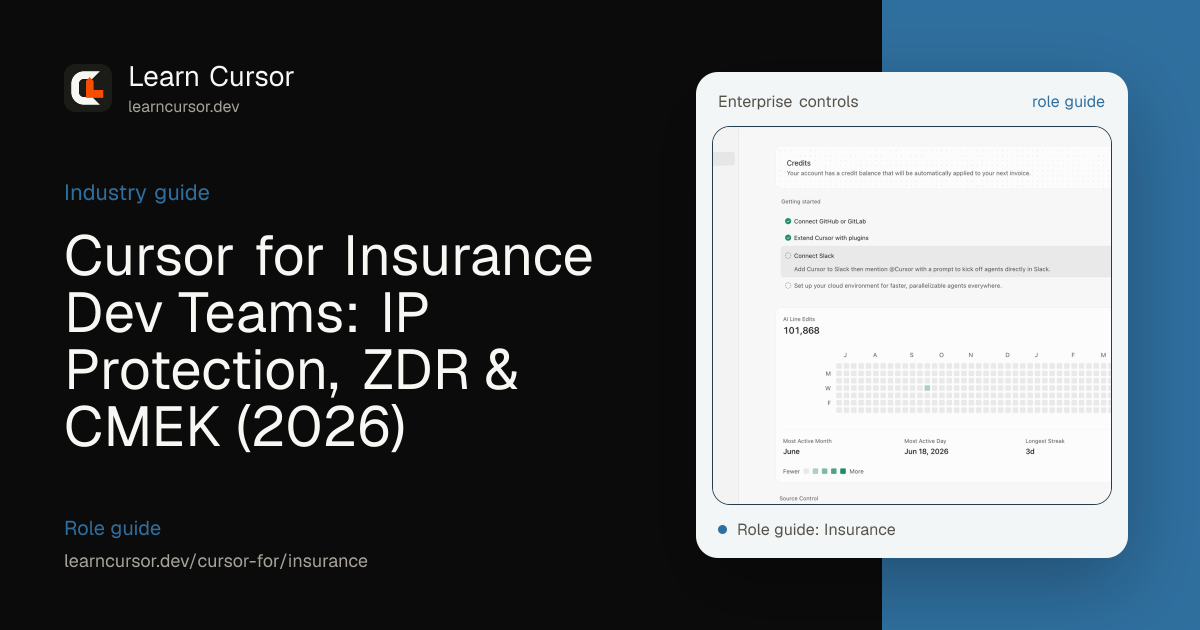 Cursor for Insurance Dev Teams: IP Protection, ZDR & CMEK (2026)
