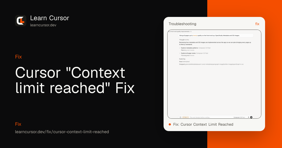Cursor "Context limit reached" Fix