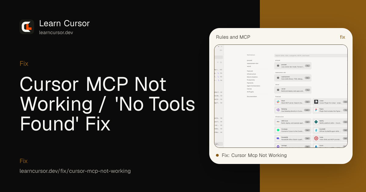 Cursor MCP Not Working / 'No Tools Found' Fix