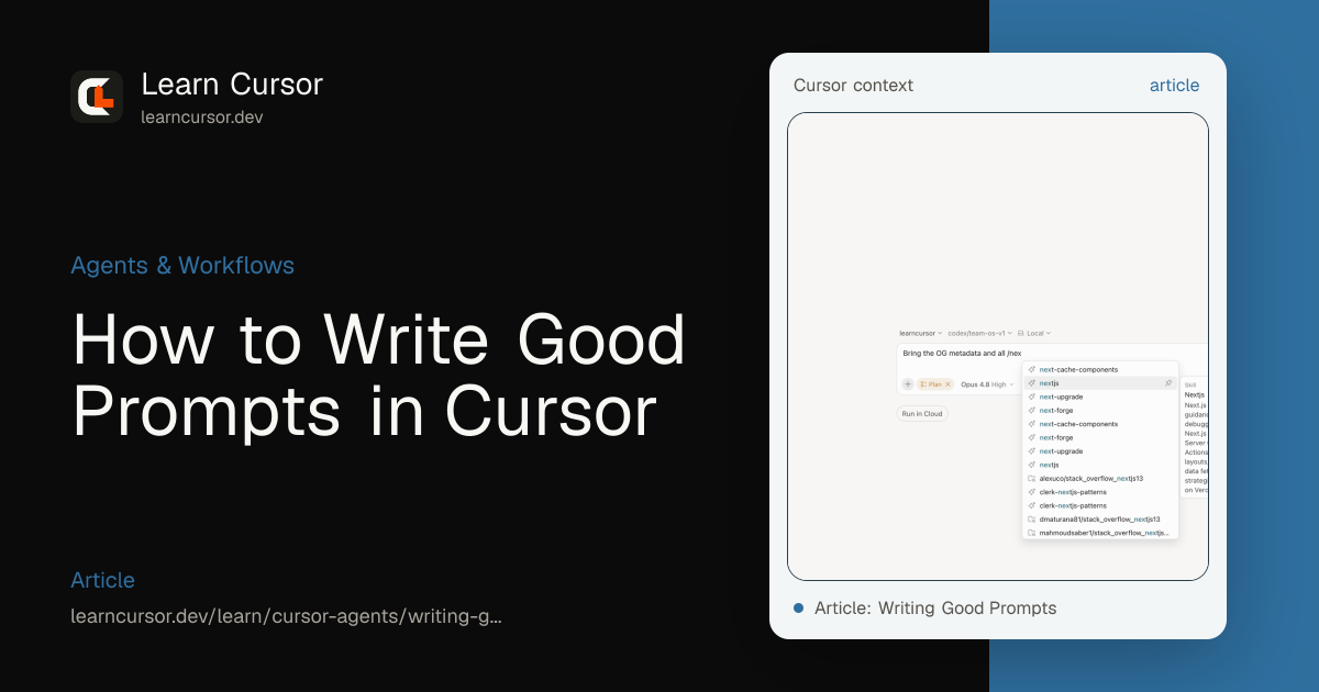 How to Write Good Prompts in Cursor