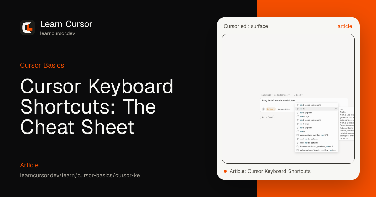 Cursor Keyboard Shortcuts: The Cheat Sheet