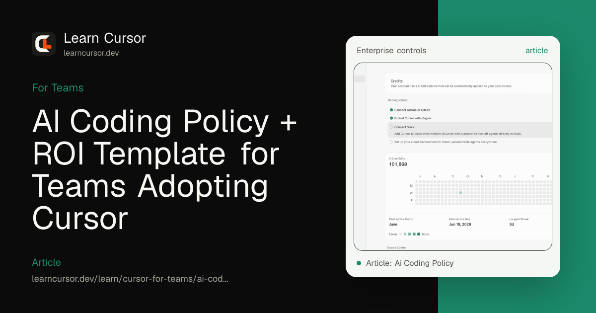 AI Coding Policy + ROI Template for Teams Adopting Cursor
